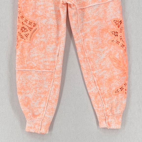 FREE PEOPLE Movement Sweatpants Womens XS White Neon Orange Sun and Done Jogger - Picture 8 of 16